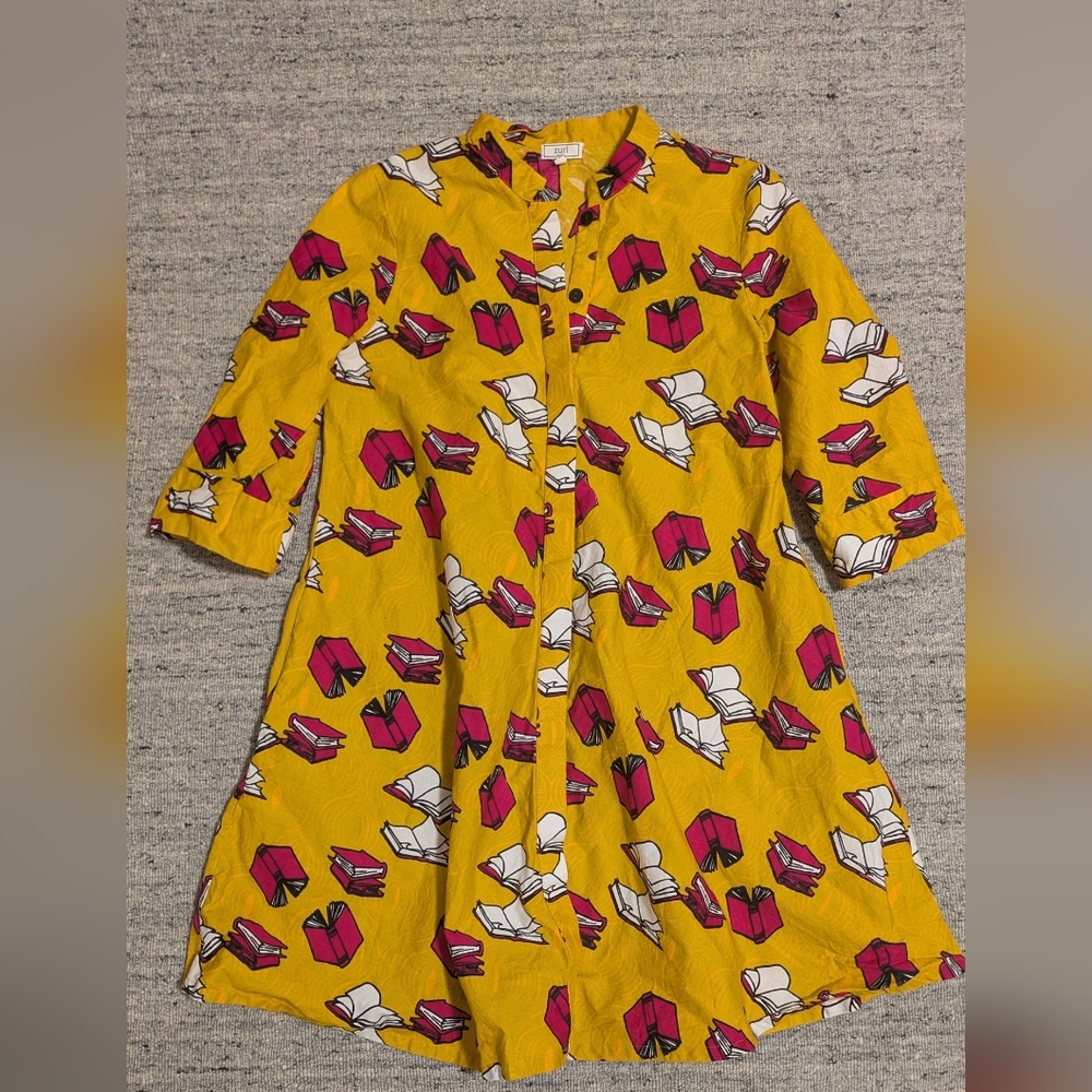 Yellow Book Print Zuri Dress